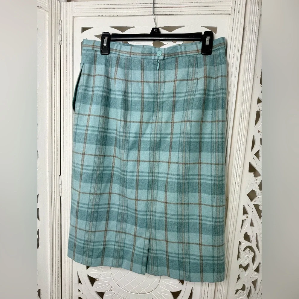 Pendleton Blue & Gray Plaid Pencil Skirt